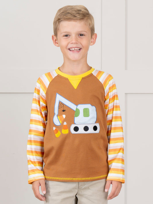 Candy Corn Excavator Raglan Sleeve Shirt