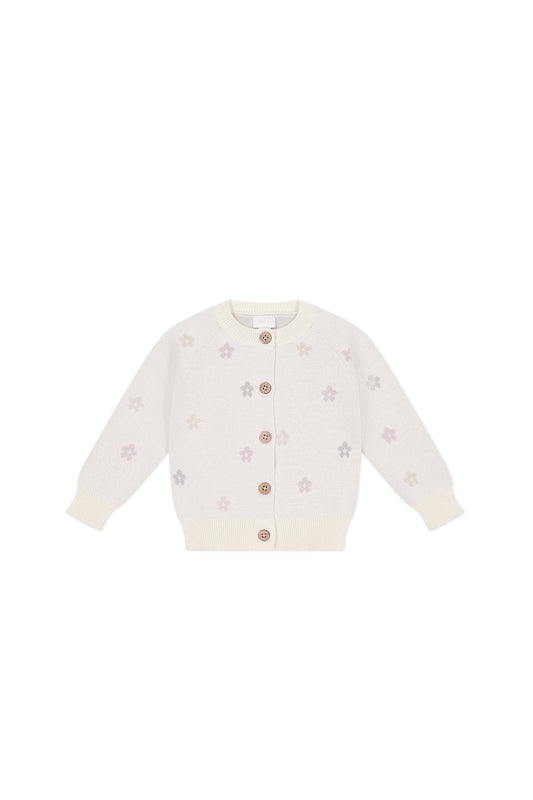 Harper Cardigan - Fifi Egret Jacquard