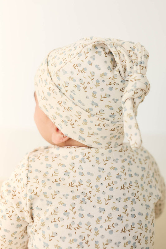 Organic Cotton Knot Beanie - Blueberry Ditsy