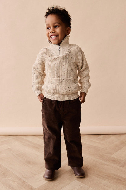 James Half Zip Jumper - Buff Fleck