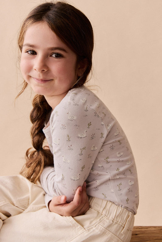 Organic Cotton Long Sleeve Top - Swanning Dawn Blue