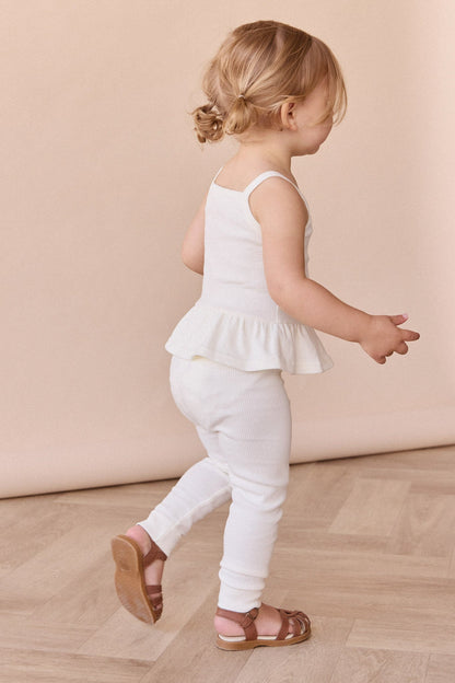 Organic Cotton Fine Rib Everyday Legging - Parchment