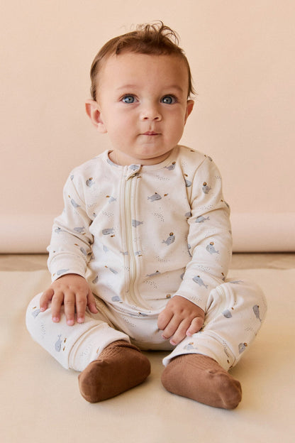 Organic Cotton Reese Zip Onepiece - Whales