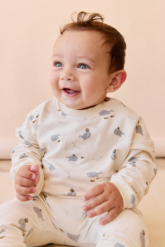 Organic Cotton Damien Sweatshirt - Cloud Whales