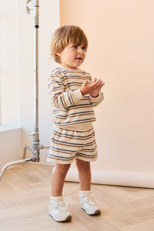 Organic Cotton Jalen Oversized Jumper - Raynor Stripe North Sea