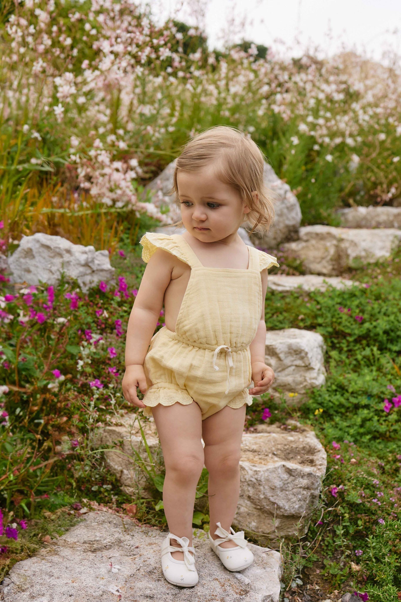 Organic Cotton Muslin Luciana Playsuit - Sunshine