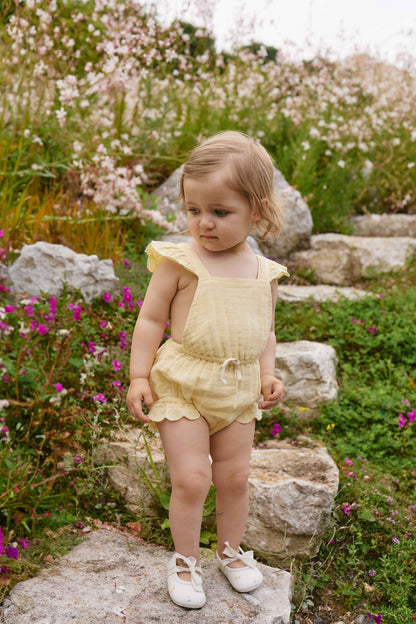 Organic Cotton Muslin Luciana Playsuit - Sunshine