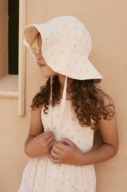 Organic Cotton Muslin Noelle Hat - Vintage Ditsy