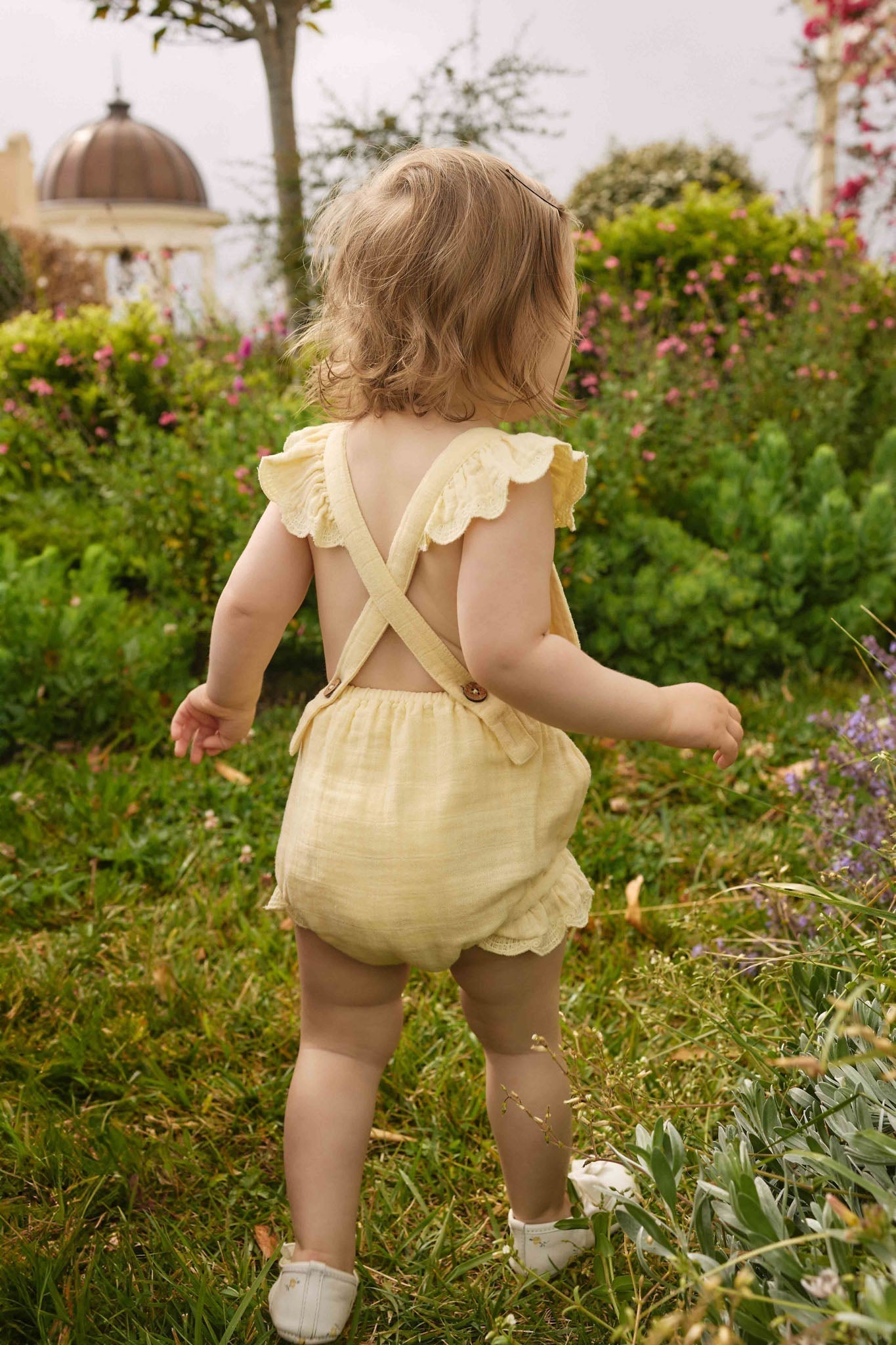 Organic Cotton Muslin Luciana Playsuit - Sunshine