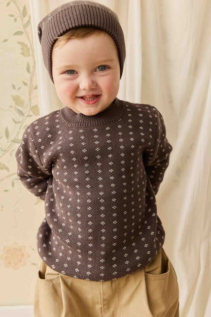 Dorian Jumper - Knitted Diamonds Coffee