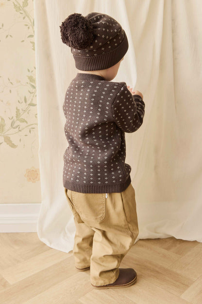 Dorian Jumper - Knitted Diamonds Coffee