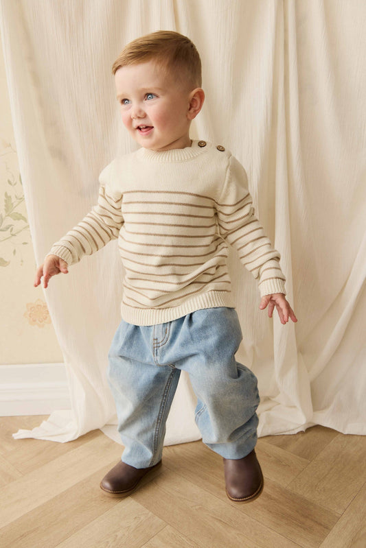Malcolm Knitted Jumper - Malcolm Stripe Cloud/Brioche