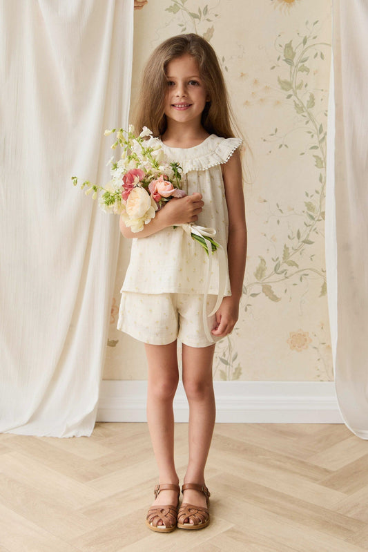 Organic Cotton Muslin Emelia Short - Vintage Ditsy