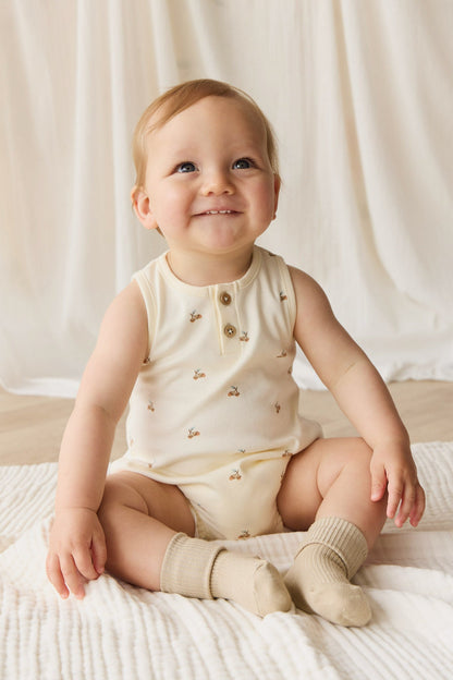 Organic Cotton Archie Playsuit - Forest Night Acorns
