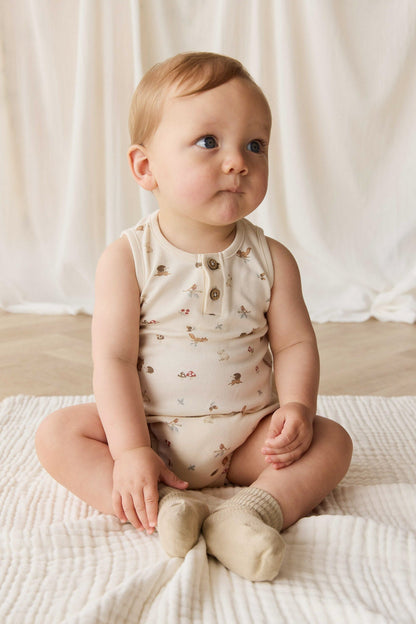 Organic Cotton Archie Playsuit - Forest Gathering