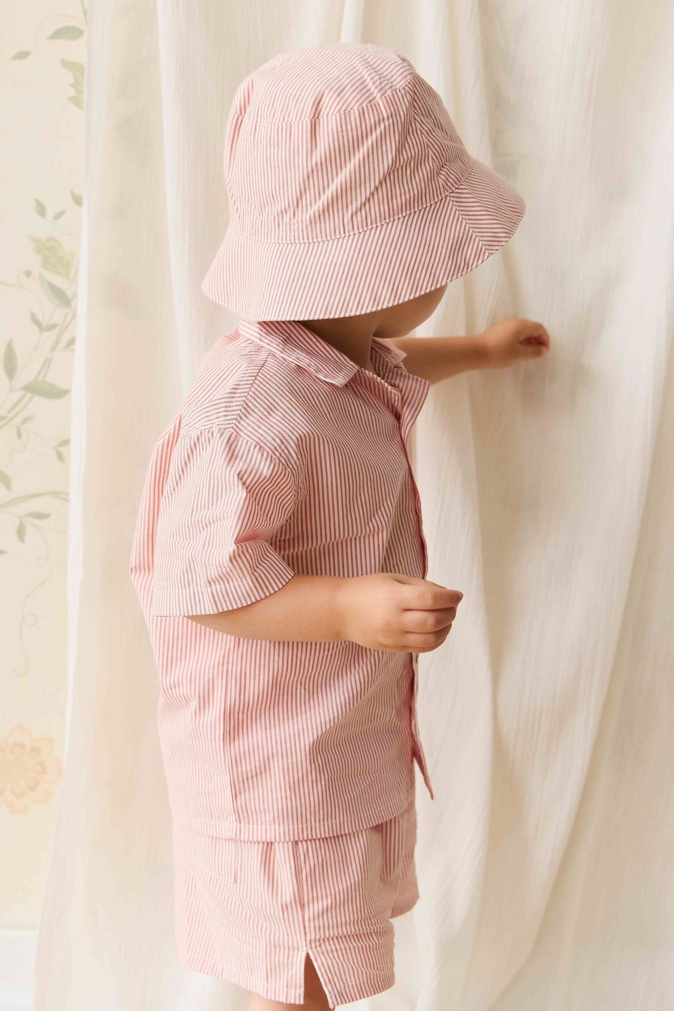 Organic Cotton Silas Shirt - Terracotta Stripe Terracotta/Egret