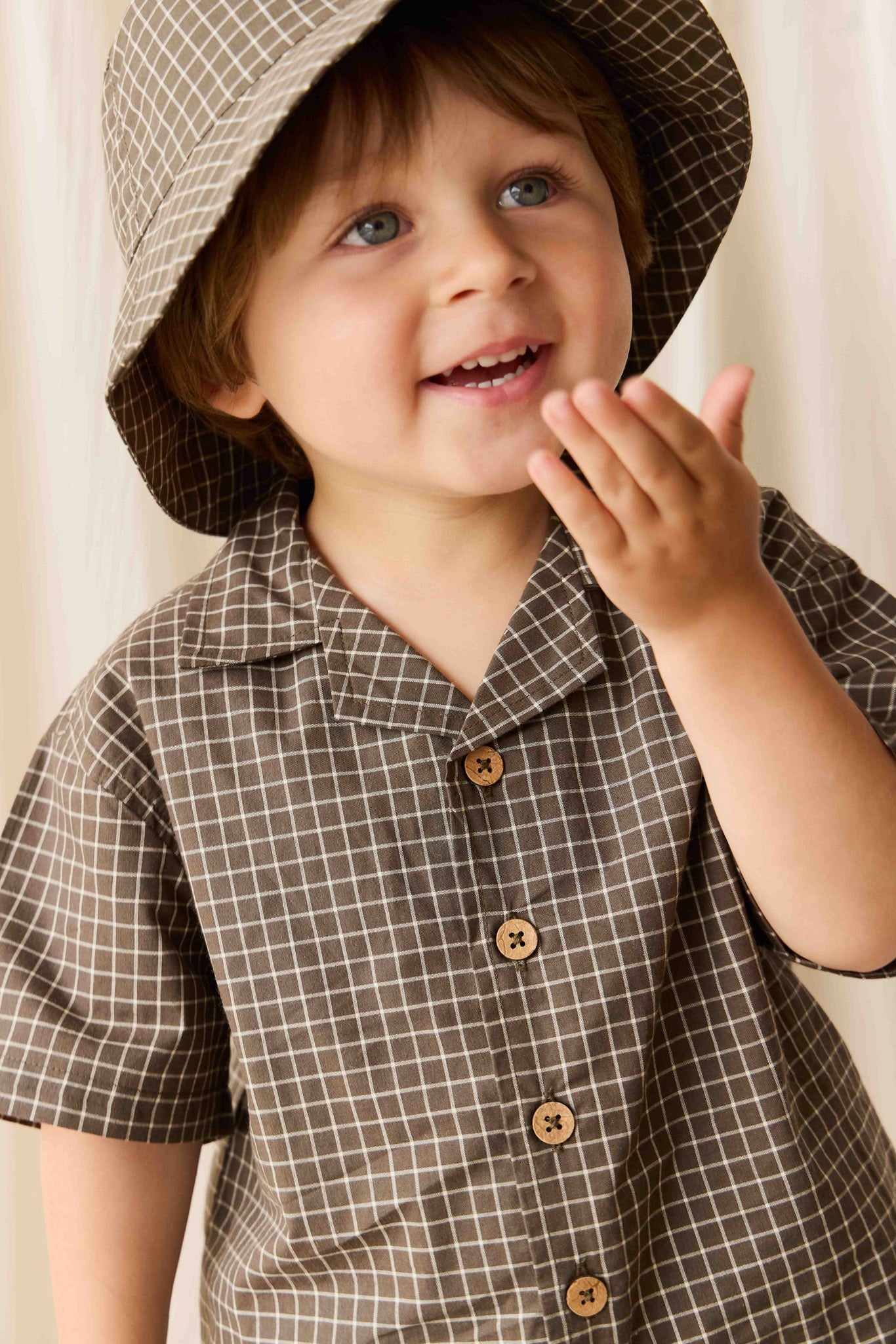 Organic Cotton Silas Shirt - Coffee Grid