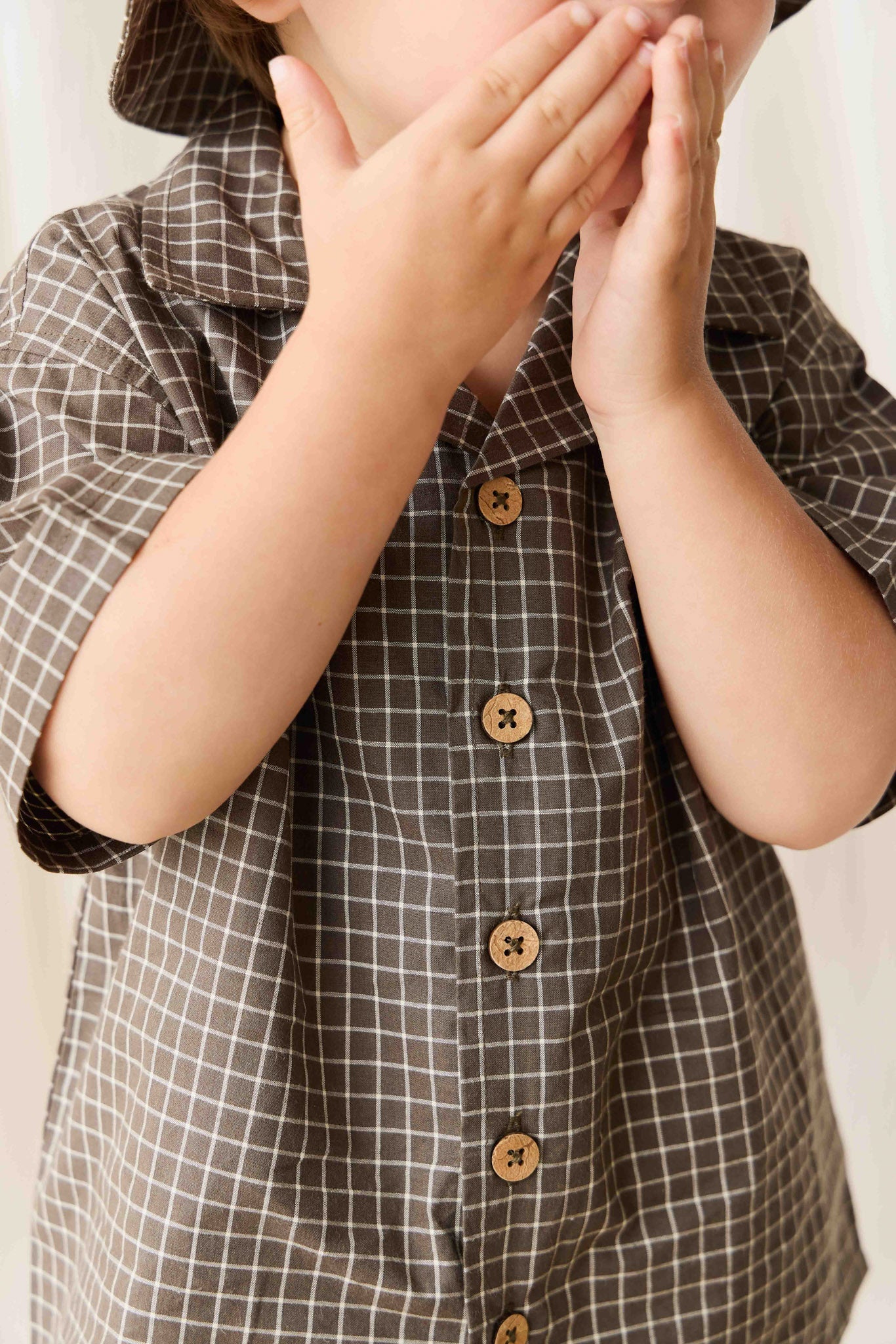 Organic Cotton Silas Shirt - Coffee Grid