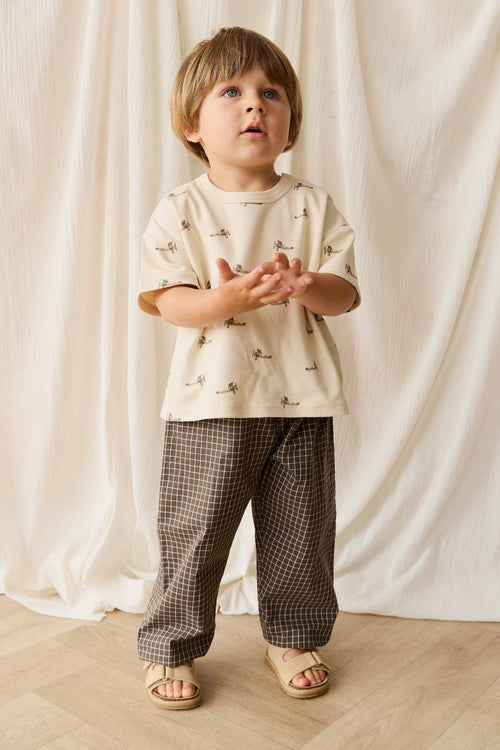 Organic Cotton Kingston Pant - Coffee Grid