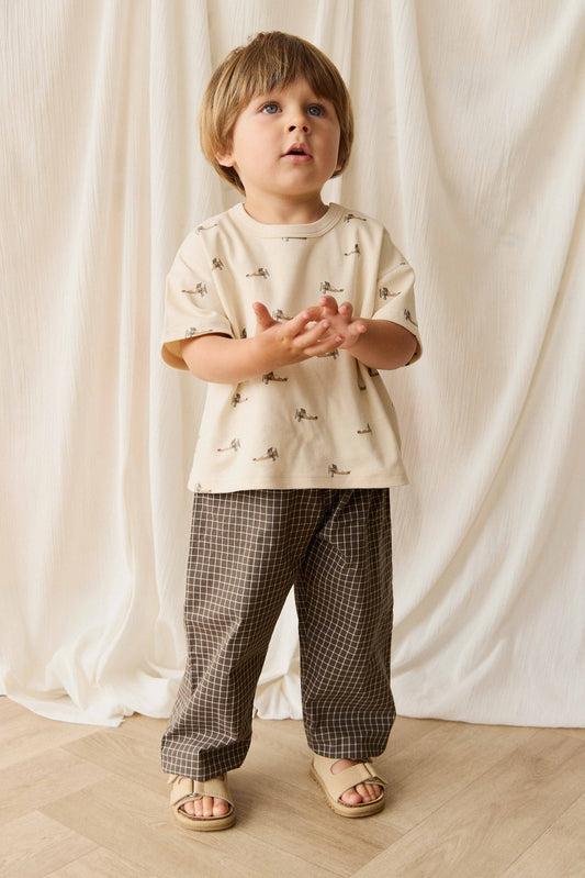 Organic Cotton Kingston Pant - Coffee Grid