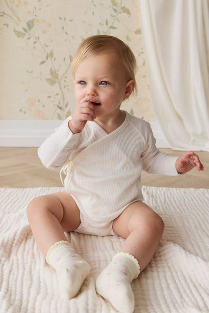 Organic Cotton Modal Marina Long Sleeve Bodysuit - Icing Marle