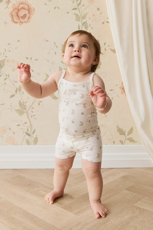 Organic Cotton Jude Singlet Pyjama Set - Lapin Jardin Crisp
