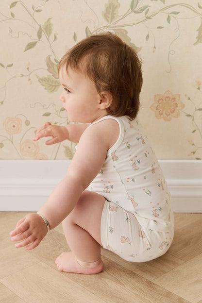 Organic Cotton Jude Singlet Pyjama Set - Lapin Jardin Crisp