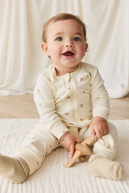 Organic Cotton Reese Zip Onepiece - Forest Night Acorns