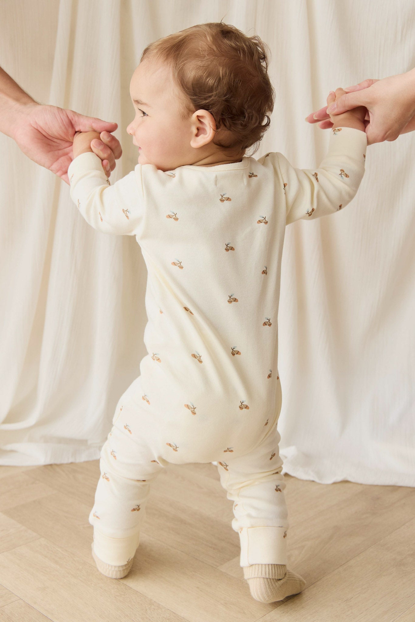 Organic Cotton Reese Zip Onepiece - Forest Night Acorns