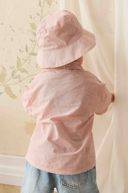Organic Cotton Silas Shirt - Terracotta Stripe Terracotta/Egret