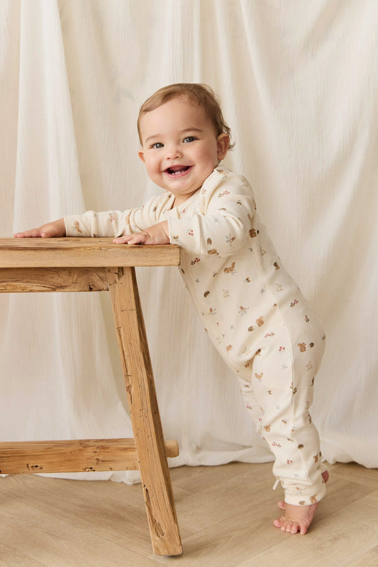 Organic Cotton Reese Zip Onepiece - Forest Gathering