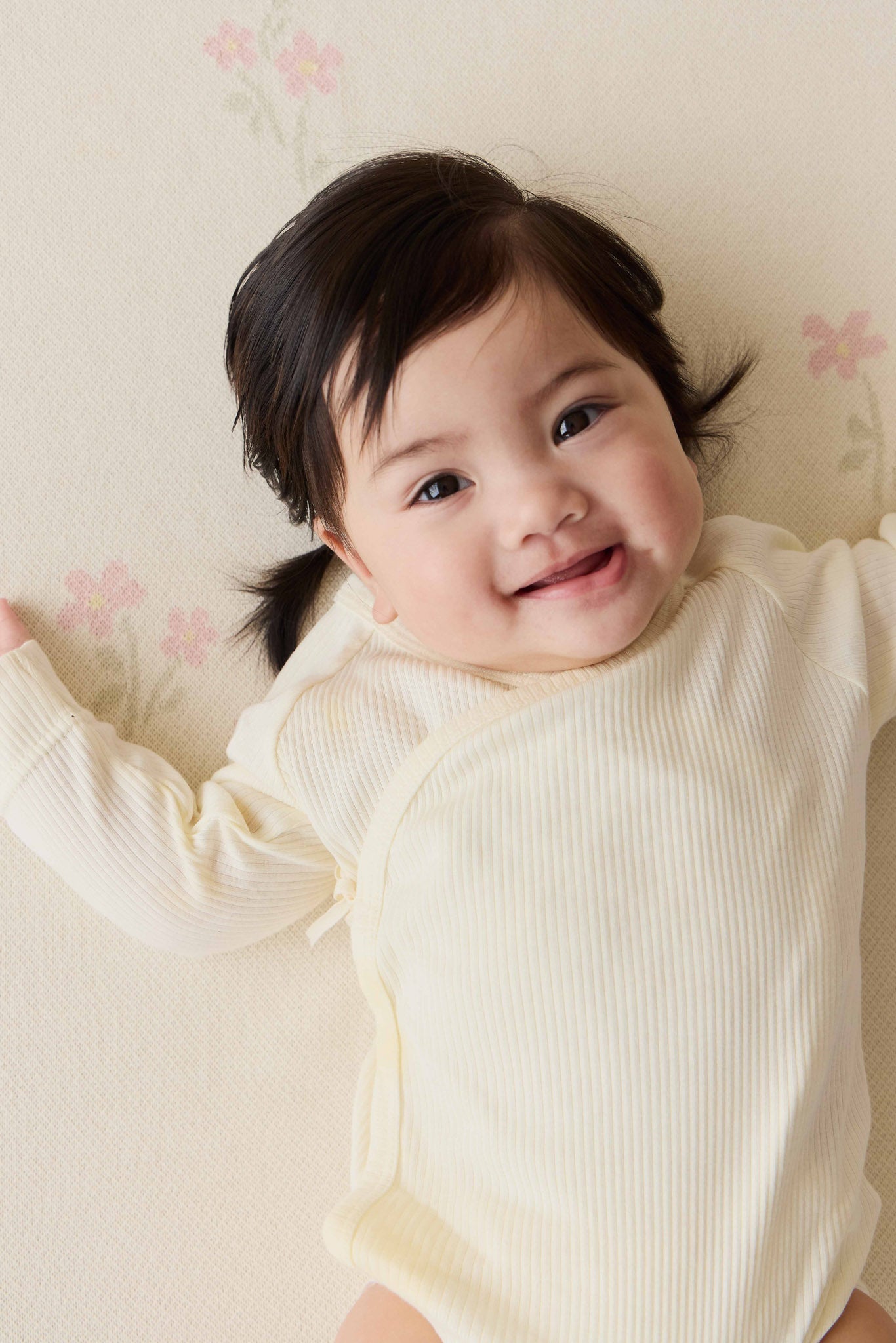 Organic Cotton Modal Marina Long Sleeve Bodysuit - Parchment