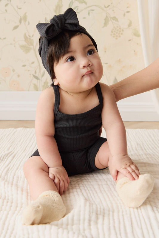 Organic Cotton Modal Singlet Bodysuit - Ebony