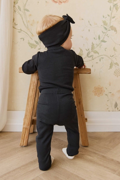 Organic Cotton Modal Long Sleeve Bodysuit - Ebony