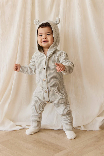 Bear Knit Onepiece - Light Grey Marle
