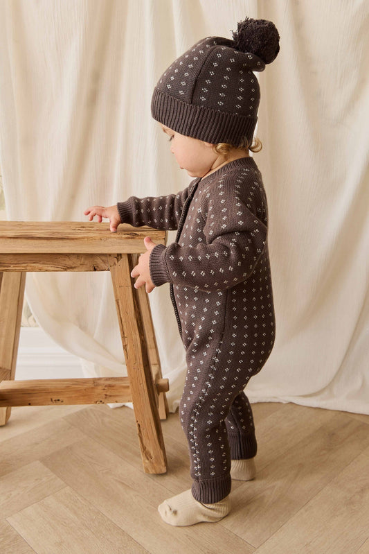 Dorian Onepiece - Knitted Diamonds Coffee