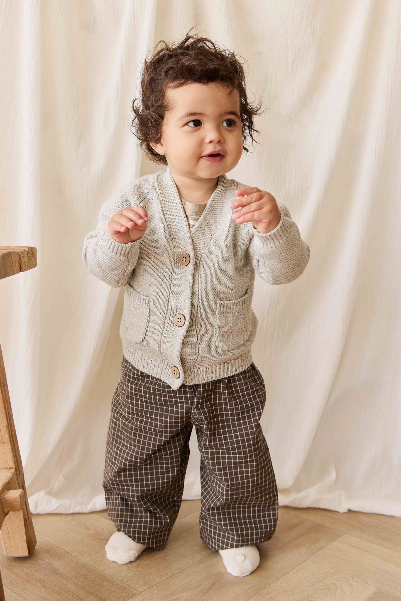 Organic Cotton Kingston Pant - Coffee Grid