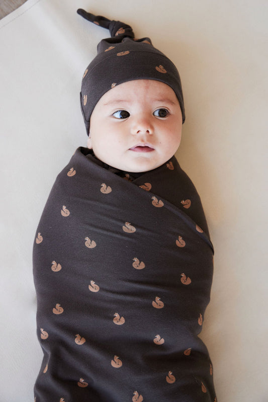 Organic Cotton Wrap Blanket - Fox Cubs Wolf