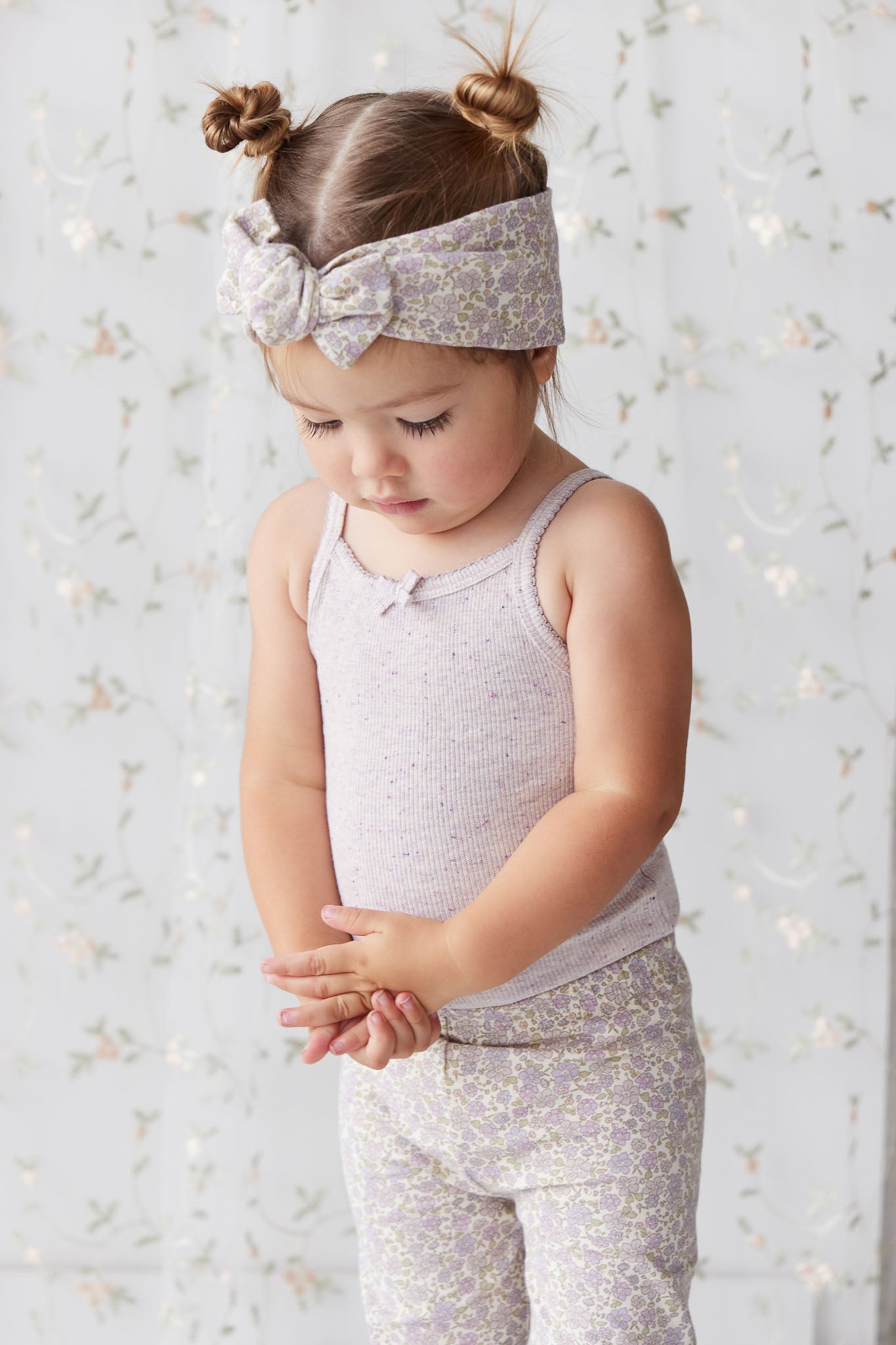 Organic Cotton Fine Rib Singlet - Lavender Fleck