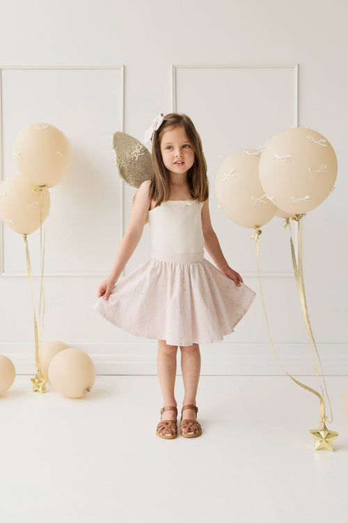 Organic Cotton Meadow Skirt - Simple Flowers Lilac