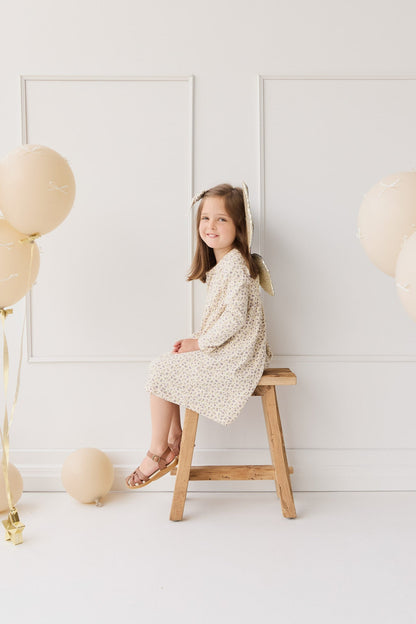 Organic Cotton Pixie Dress - Blueberry Field Raindrops