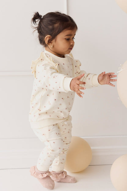 Organic Cotton Morgan Track Pant - Simple Flowers Egret