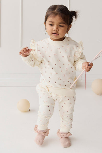 Organic Cotton Maple Sweatshirt - Simple Flowers Egret