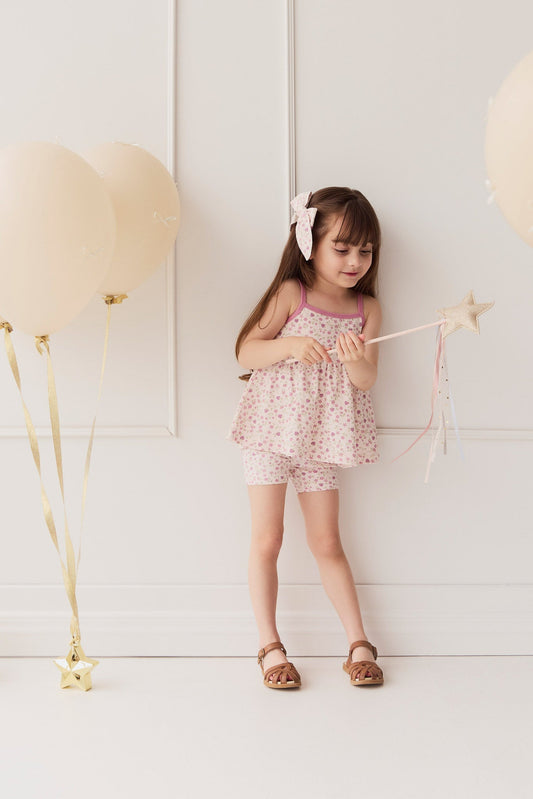 Organic Cotton Everyday Bike Short - Adaline Berries Ballet Pink