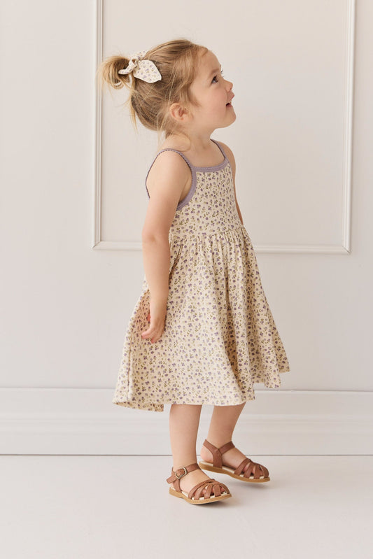 Organic Cotton Samantha Dress - Blueberry Field Raindrops
