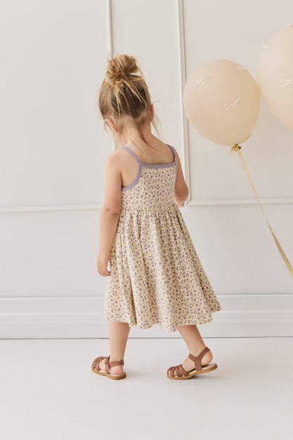 Organic Cotton Samantha Dress - Blueberry Field Raindrops