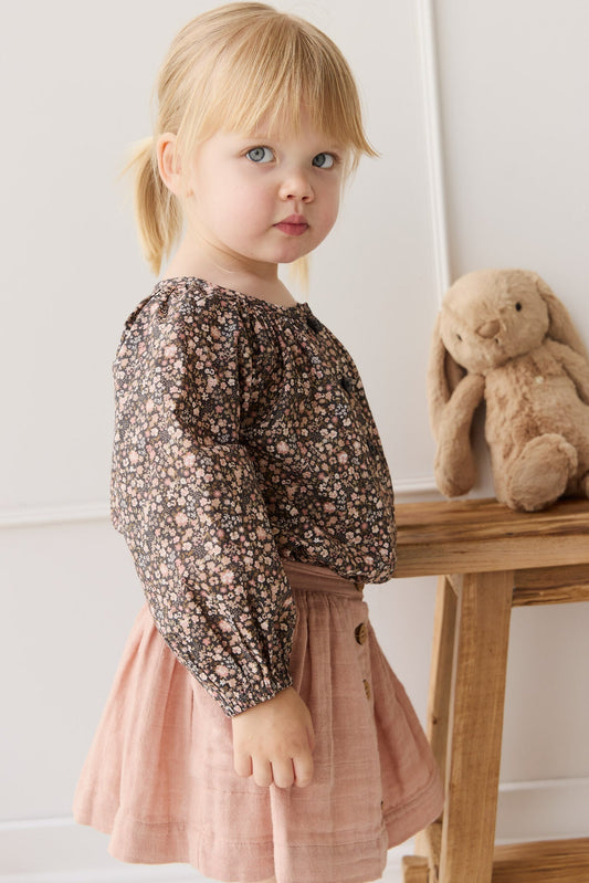 Organic Cotton Heather Blouse - Winter Moonless Night