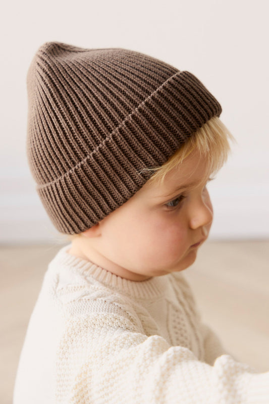 Leon Knitted Beanie - Espresso