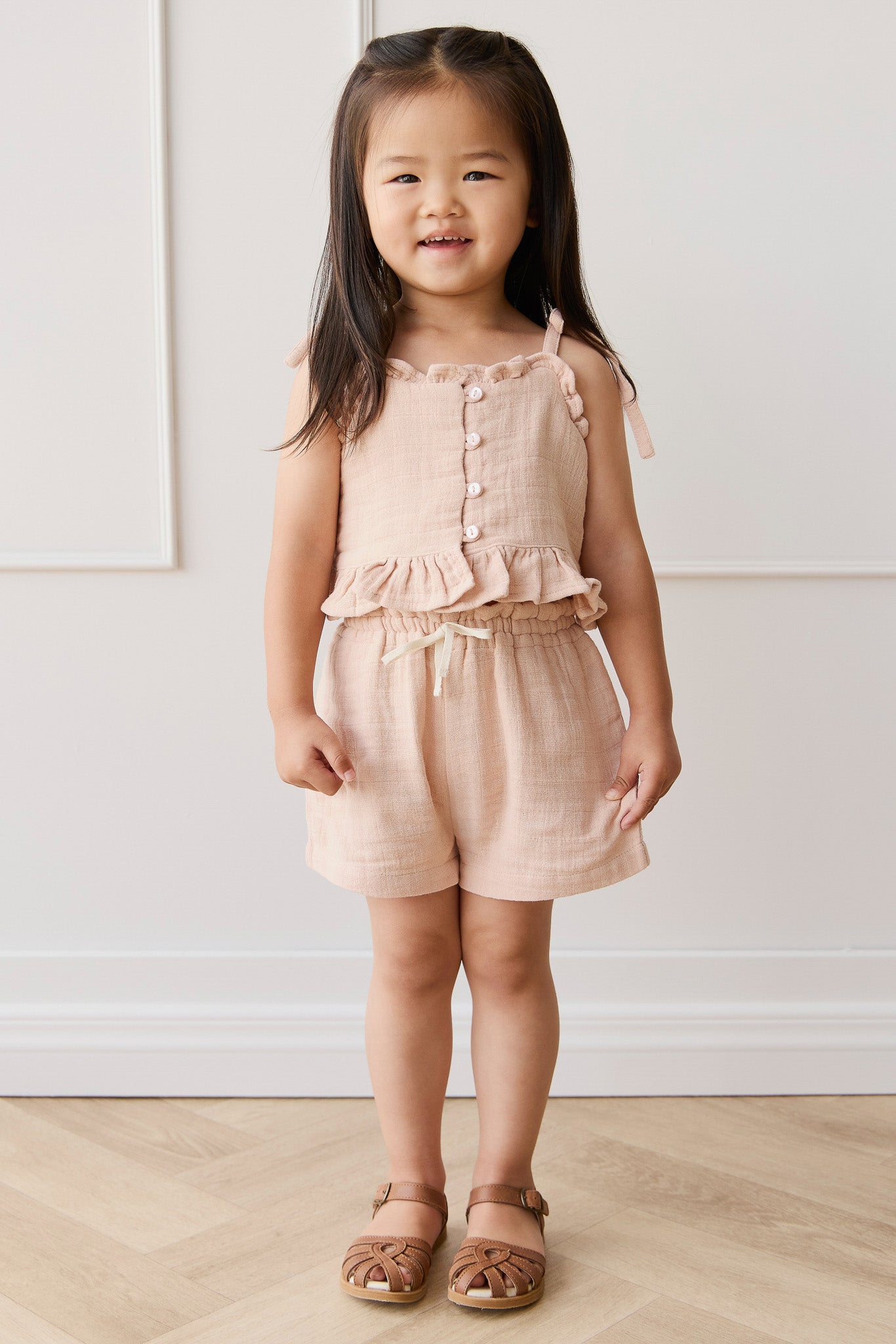 Organic Cotton Muslin Elodie Short - Chalky Pink