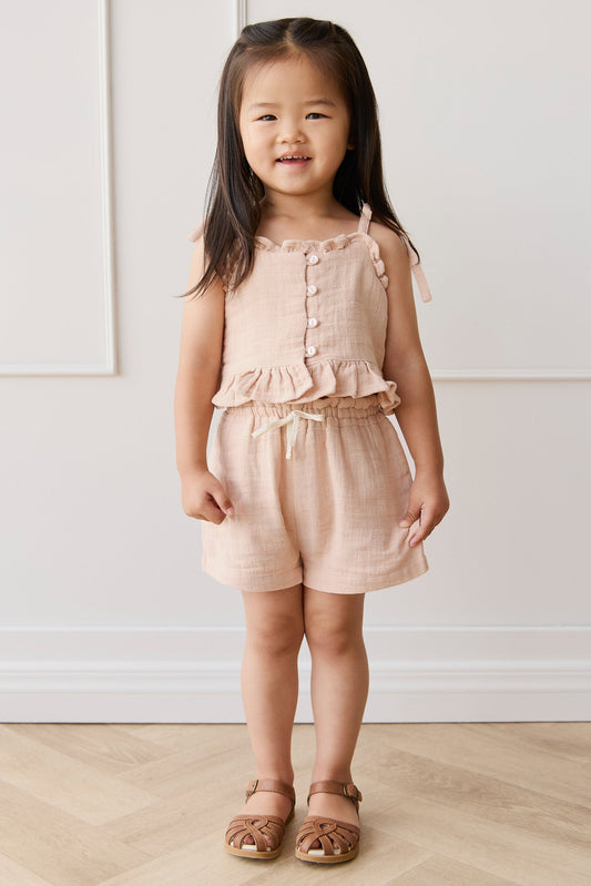Organic Cotton Muslin Elodie Short - Chalky Pink